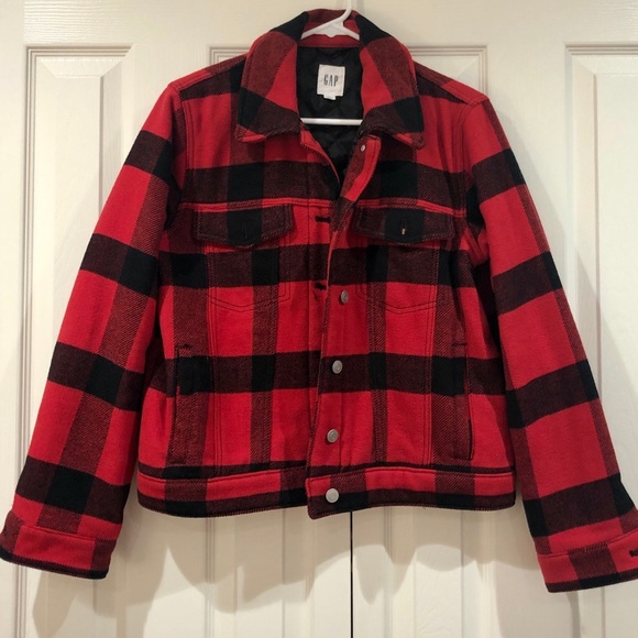 GAP Red and Black Plaid Jacket - Picture 1 of 5